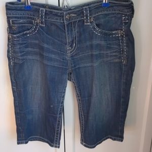 Miss Me Bermuda Shorts Cross Rhinestones